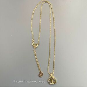 Authentic Vintage Christian Dior CD Logo Gold Pendant Necklace